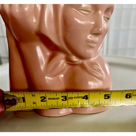 VTG Catalina Pottery C 801 Pink Demure Peasant Woman Vase Planter Made in USA - Picture 11 of 14